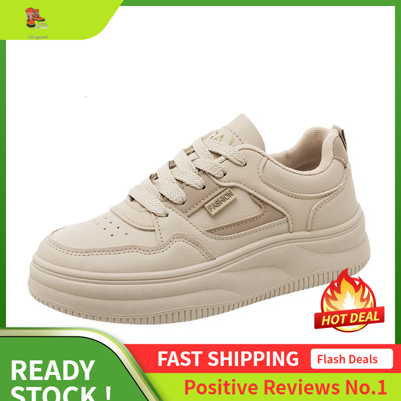 Ddmysports S New White Spring And Summer Women S Breathable Thick Sole Height Increasing Board Shoes Casual Sports Wear Resistant Trend OUTDOOR