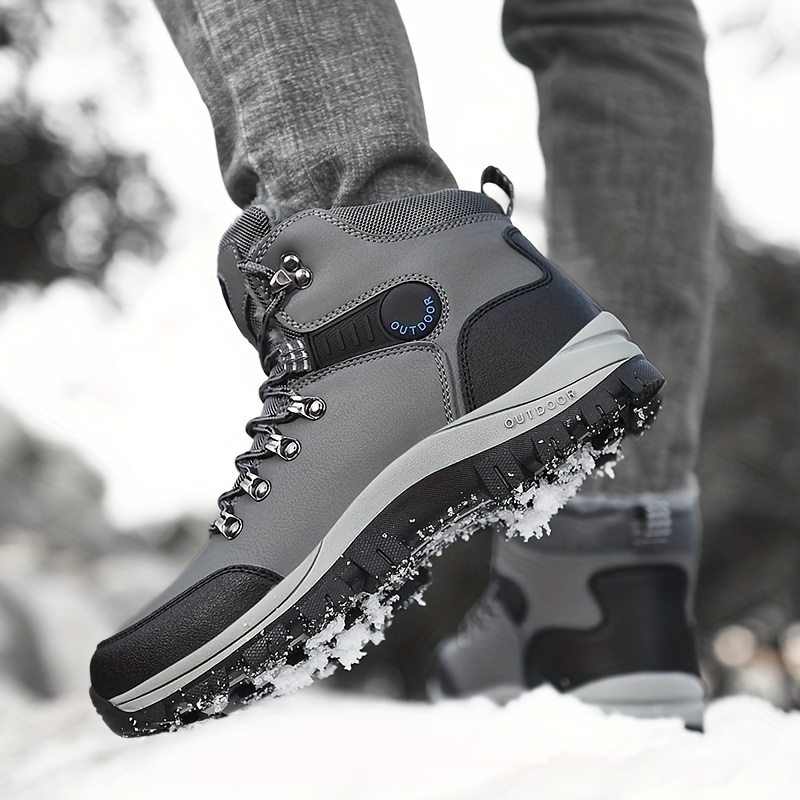 Men's Winter Snow Boots PU Leather Sneakers, Snow Boot, Hiking Boos, etc. - Non-slip, High Top! Warm and Waterproof