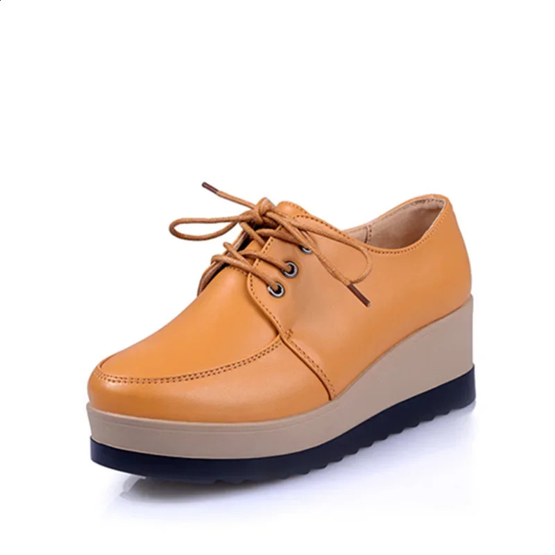 Womens Oxford Shoes Flat Platform Casual Shoes Frenum Leather Shoes Sewing Round Toes Zapatos MUJI 240827