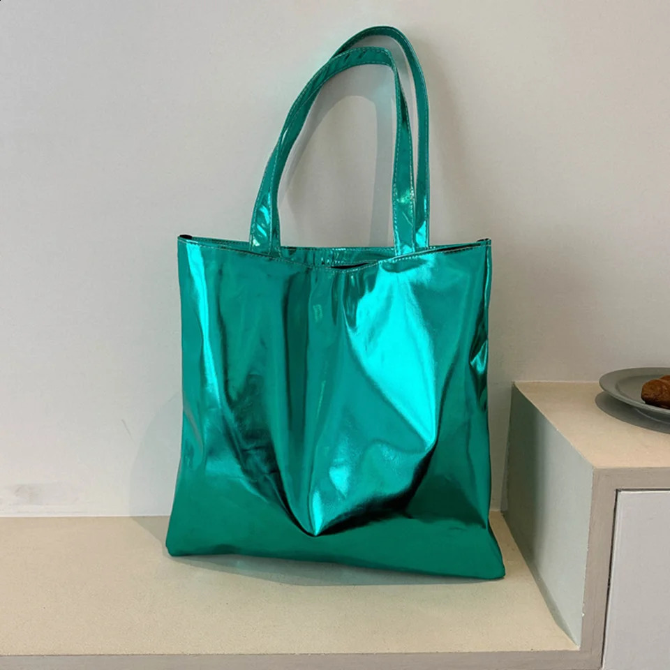 Chic Colorful Shiny Handbag Women Underarm Bag Simple Pu Leather Bags Women Shopping Party Shoulder Bag Y2k Clutch 240827