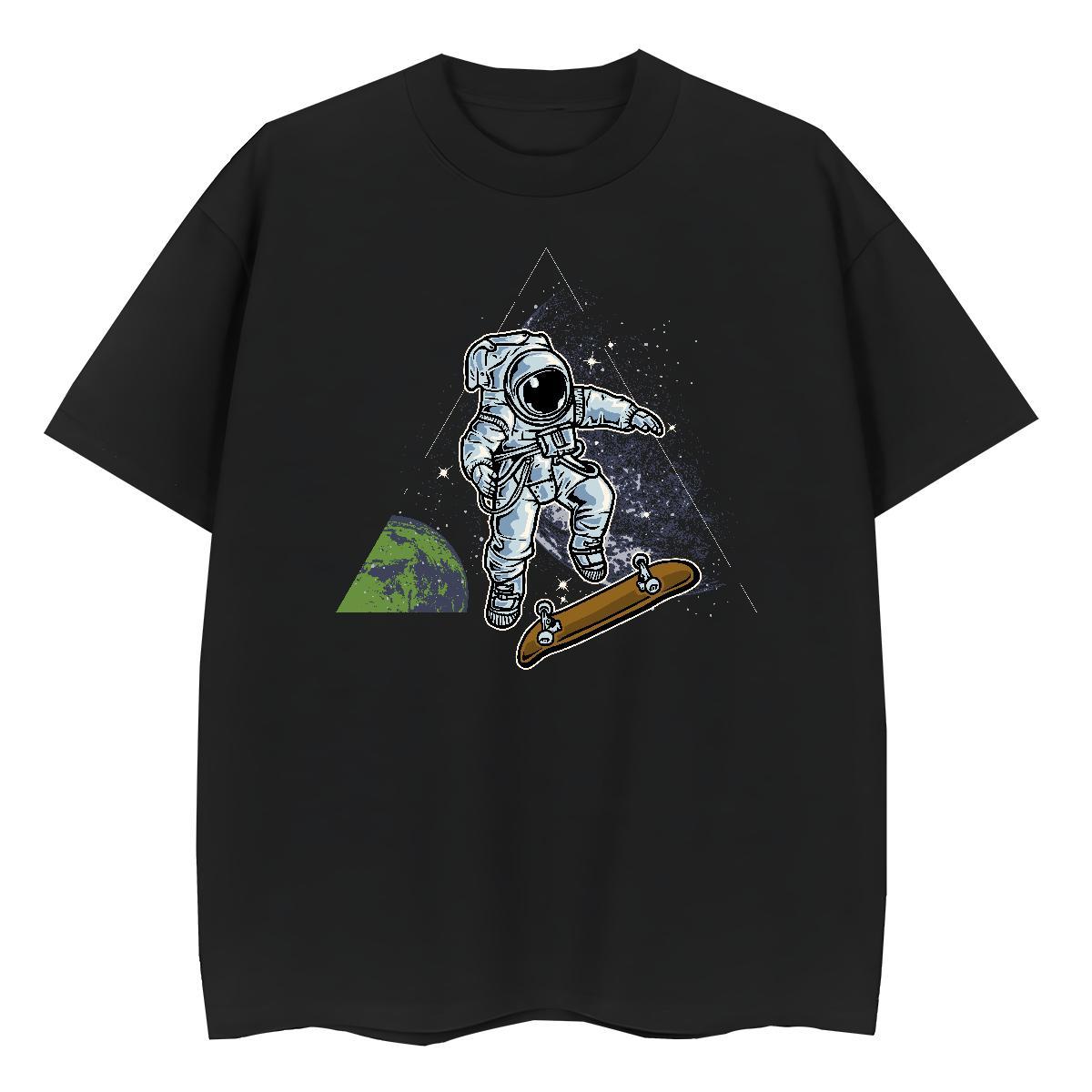 Loose Couples T Shirts 230g Pure Cotton universe Spring Summer Woman T Shirts Breathable Short Sleeve Skull Wear