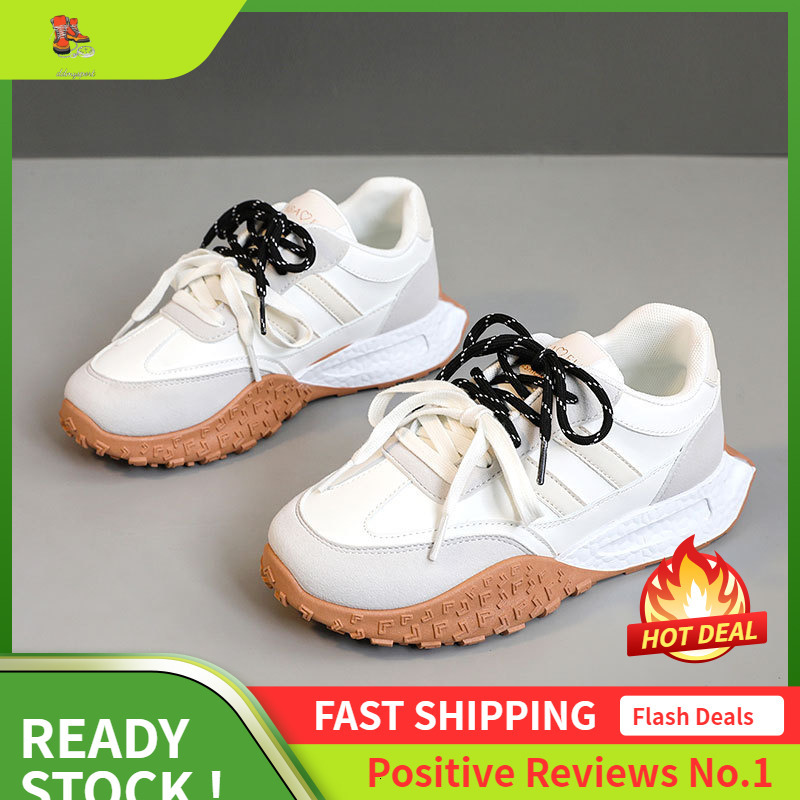 Ddmysports RD New Summer And Autumn Thick Soled Height Increasing Women S Casual Board Leather Surface Splicing Student Sports Shoes OUTDOOR