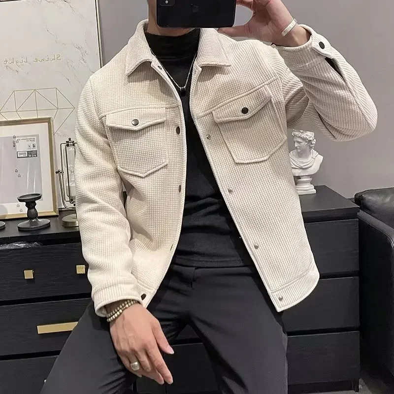 Winter fashion jacket mens lapel autumn and winter 240827