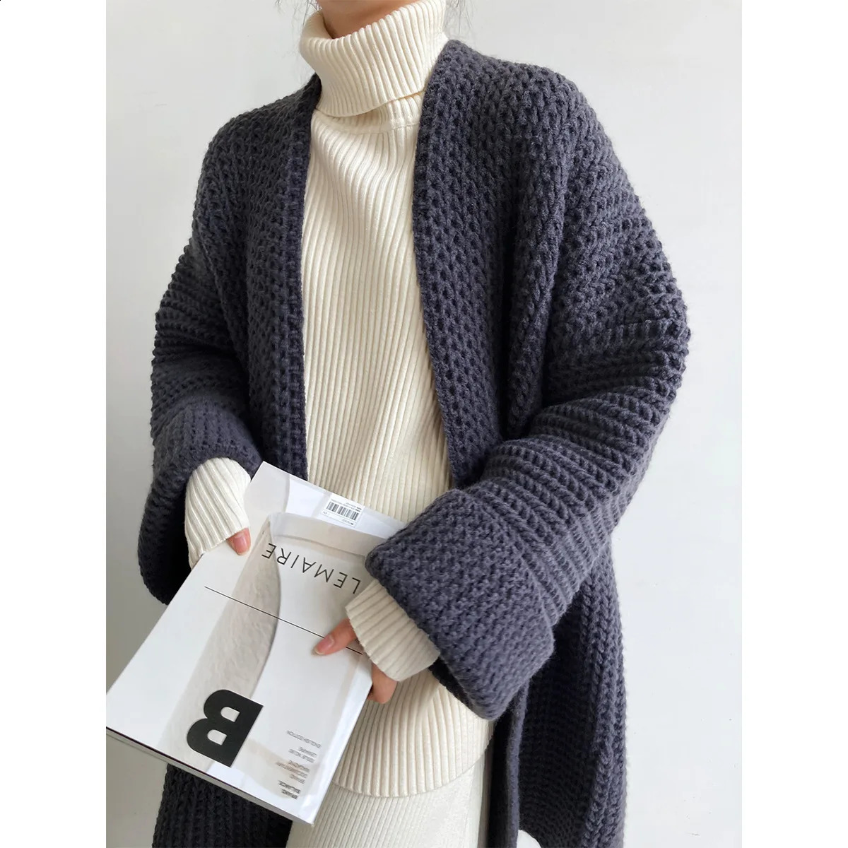 Maxi Cardigan Knit Sweater Women Crochet Spring Autumn Winter Sweater Heart Streetwear Pocket Knitted Coat Long Jacket Jumpers 240828