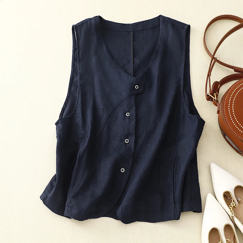 Solid color irregular sleeveless waistband for women Korean style n feels loose and elegant casual vest 240828