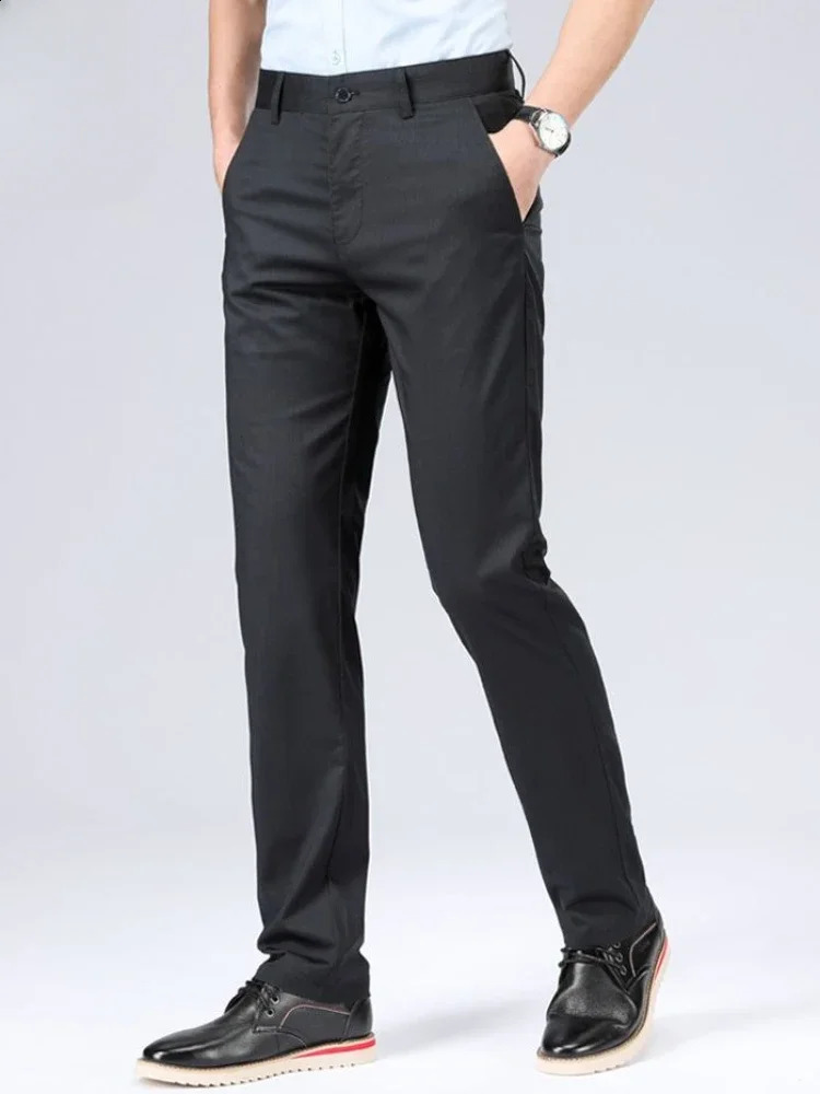 Office Slim Fit Fluid Tressed Mens Set Work Pants Spandex Dress Anti Wrinkle Luxury Affordable Price 240827
