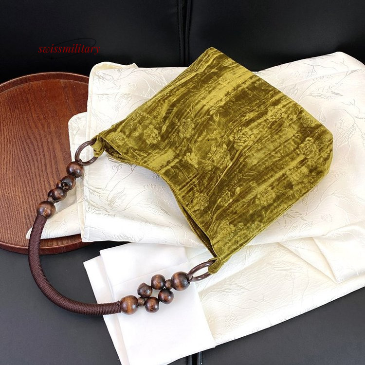 Swissmilitary Artistic Style Handbag Velvet Embossed New Chinese High Texture Large Capacity Hanfu Women's Bag #28