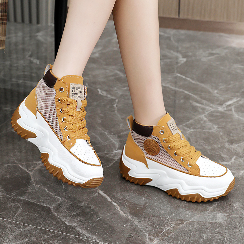 Ddmysports Z New For Women Summer Breathable Igh Top Mesh Thick Bottom Eight Increase Classic White Sports Shoes OUTDOOR