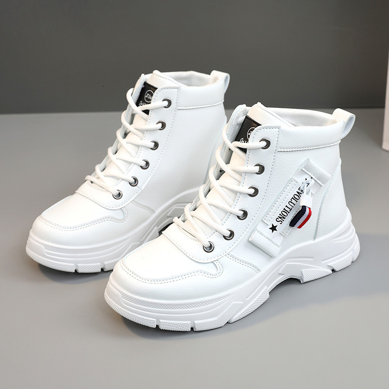 Ddmysports W New Solid Color Women S Autumn Korean Edition Breathable Elevated Thick Sole Sports And Casual Board Shoes Mid Top OUTDOOR