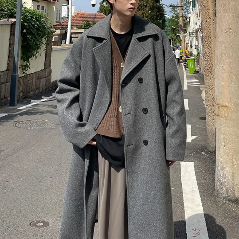 Winter Mens Overcoat Fashion Korean Coat Men Solid Business Jacket Casual Loose Long Overcoat Men Coat Outer Wear Clothing 240827