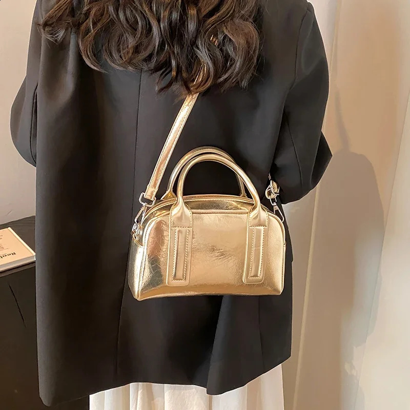 LEFTSIDE Solid Color Small Handbag Womens Fashion Handbag and Wallet Shoulder Bag Womens Silver Cross Body Bag 241105