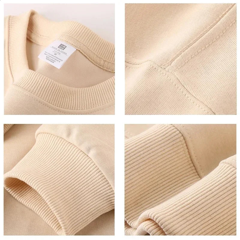 Autumn and Spring Mens 100% Cotton Tshirt Long Sleeve Round Neck Hoodie Solid Sport Loose Hip Hop Top 240828