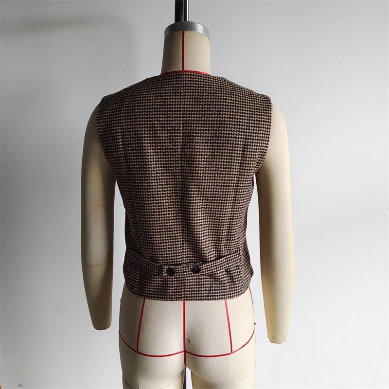 KEYANKETIAN womens hunting dog wool vest autumn retro style single chest V-neck ultra-thin short vest 240828