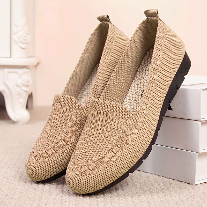 Women's shoes breathable flying mesh shoes non-slip flat mid-shoes shallow-mouth single shoes breathable casual shoes