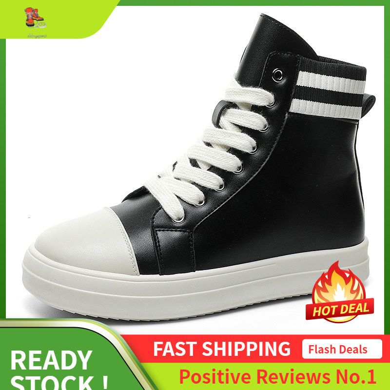 Ddmysports QRB New Lacquer Leather Classic Casual Spring And Autumn Stripes Breathable Versatile Women S Elevated Sole Igh Top Shoes OUTDOOR