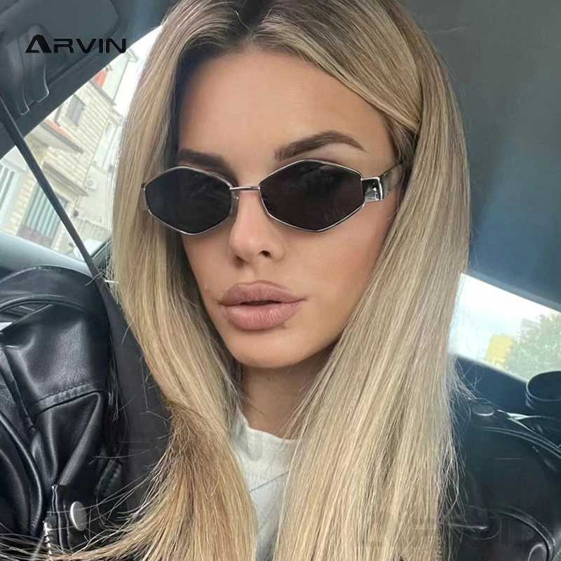 Fashion Polygonal Women Sunglasses 2024 Vintage Brand Rhombus Ladies Sun glasses Shades Unique Metal Frame Punk Eyewear Men Y240827