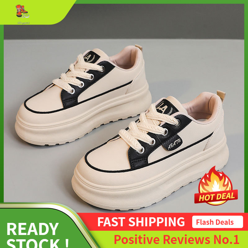Ddmysports ZY New Breathable Color Blocked Leather Face Women S Autumn Casual Thick Soled Board Shoes Increase Eight Wear Resistant Korean Edition OUT
