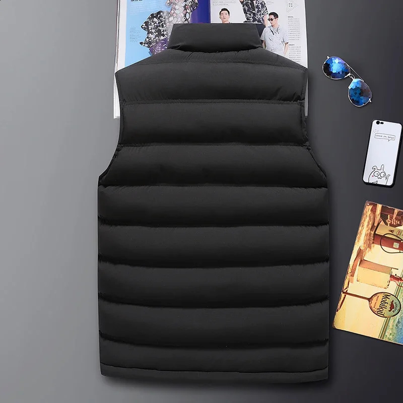 SpringSummer Mens Fashion Zipper Ultra Light Warm Tank Top Casual Sports Shirt Collarless Jacket Winter Down 240827