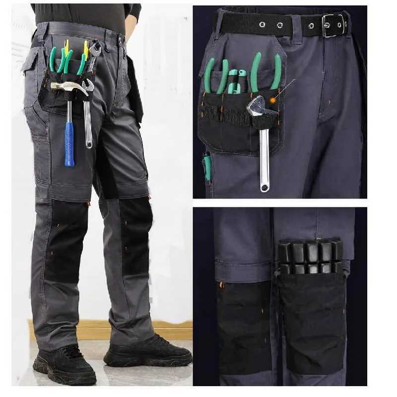 Mens multi-purpose casual pants tactical outdoor elastic pants wear-resistant pants and electric workwear with leg pockets M240827