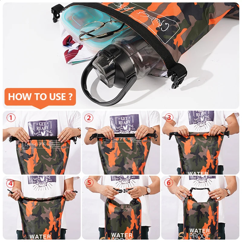 30L 15L Waterproof Dry Bags With Wet Separation Pocket Backpack For Kayaking Boating Swimming Outdoor Sports Bag XAZ9 240828