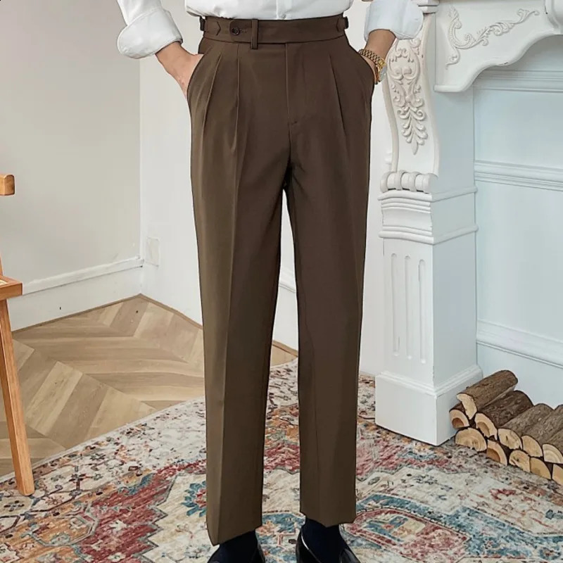 autumn ultra-thin mens tripod high-quality leisure high waist straight leg tripod mens business tripod Naples Pantalones Hombre 240828