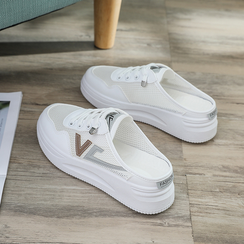 Ddmysports Inner Height Increase Thick Sole White For Summer New Versatile Breathable Mesh Thin Elastic Cake Casual Women S Shoes OUTDOOR