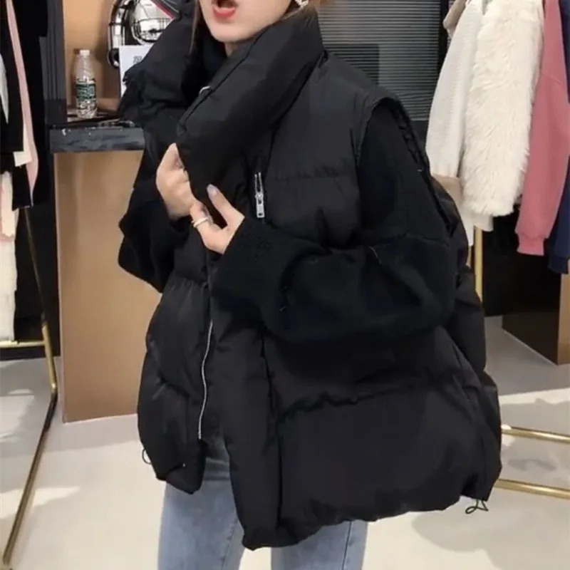 Fashion short sleeved cotton jacket casual thick vest bread jacket spring/summer womens down cotton vest 240828