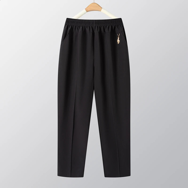 Large Summer Womens Pants Thin High Waist Elastic Loose Straight Pants Female Middle aged and Elderly Mother Casual Mens Wear 6XL 7XL 8X 240828