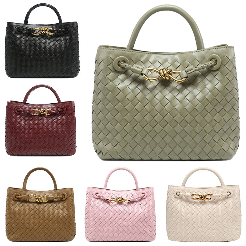 Andiamo B Designer Bag Family Tote Bag Braided Tote Bag Buckle Raw leather braided Women's portable shoulder crossbody bag Laptop bag FallWinter Party