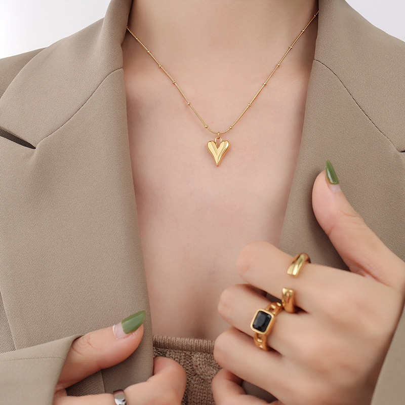 Tarnish-Proof Gold Heart Necklace, Stainless Steel Chain, for Women and Girls, Designer Jewelry, Gift, Fashion, Fine Jewelry 4