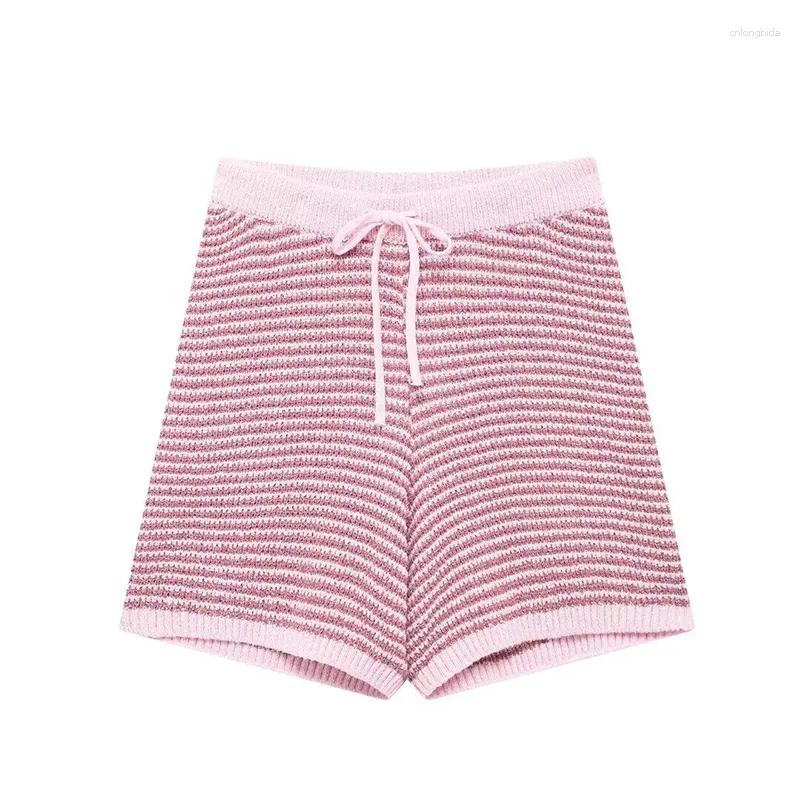 Women's Tracksuits YUEYANG High Waisted Knitted Shorts Sets For Women 2 Pieces Fashion Polo-Neck Suit Two Piece Set Outfit