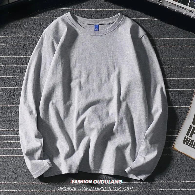 Harajuku Inspired n Casual Golf Wear Black and White Loose Fit Long Sleeve Tshirt for Men Solid Tops 240823