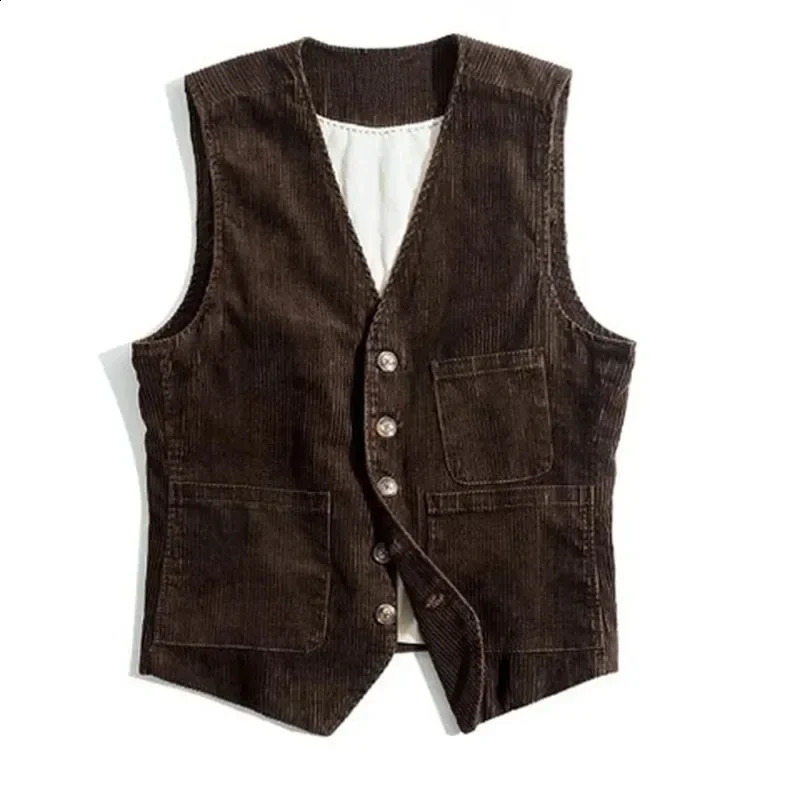 Work clothes American retro mens vest Corduroy Camisole jacket 240827