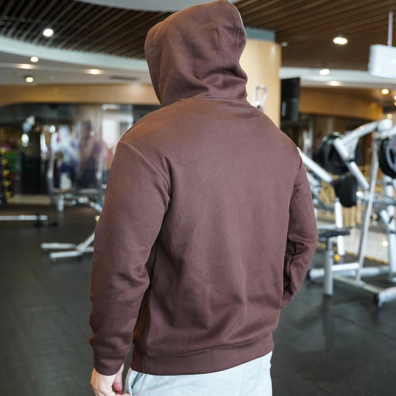 Hooded Running Gym Mens Tshirt Long Sleeve Loose Sweatshirt Fitness Winter Thick Cotton Comfortable Breathable with Hoodie 240827
