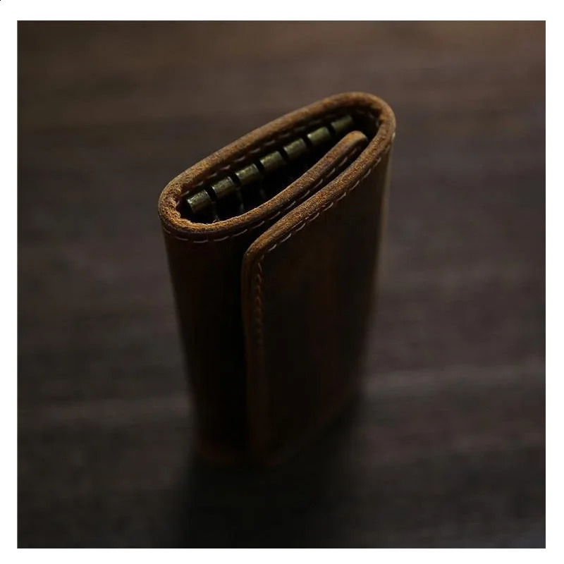100% Genuine Leather Men Key Wallets Multifunctional Men Key Holder Car Key Pouch Retro Card Holder 240828