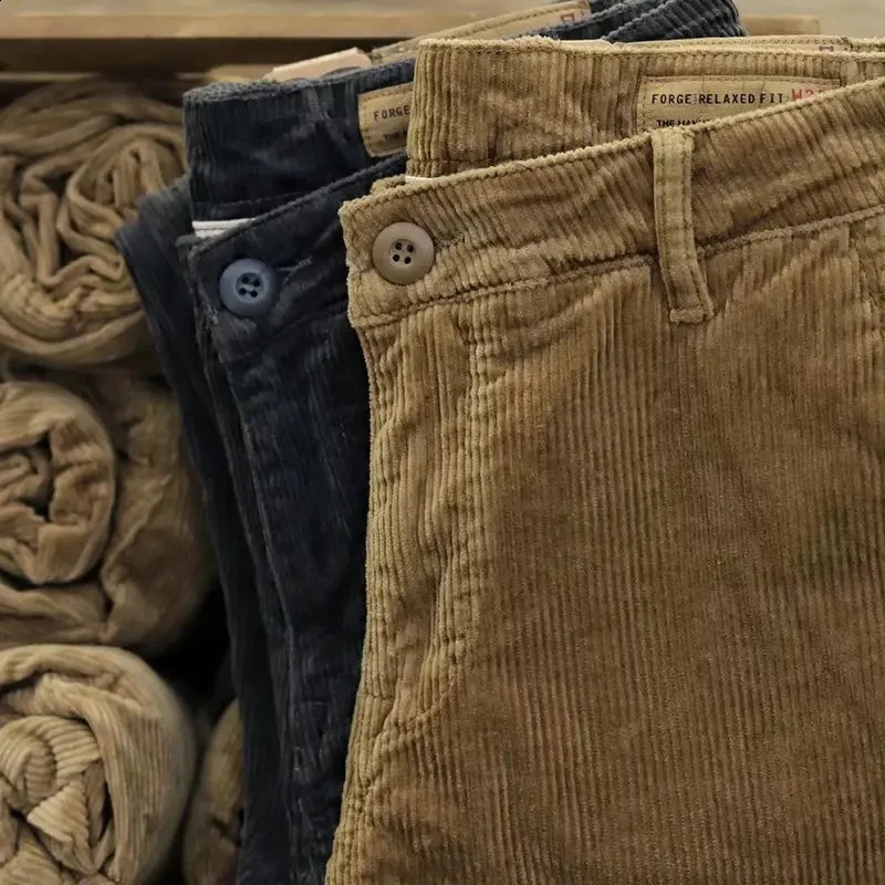 Mens Corduroy Pants Autumn Loose-fit Casual Pants Japanese Style Straight-leg Trendy Streetwear For Men 240828