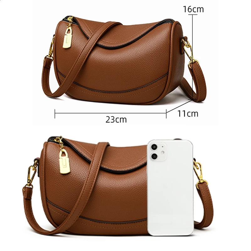 Retro Garbage Bag High Quality Soft Leather Womens Shoulder Bag Fashion er Girl Messenger Bolsas Wallet 240828