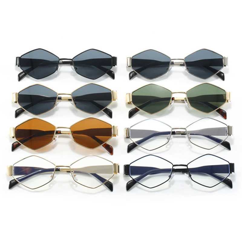 Fashion Polygonal Women Sunglasses 2024 Vintage Brand Rhombus Ladies Sun glasses Shades Unique Metal Frame Punk Eyewear Men Y240827