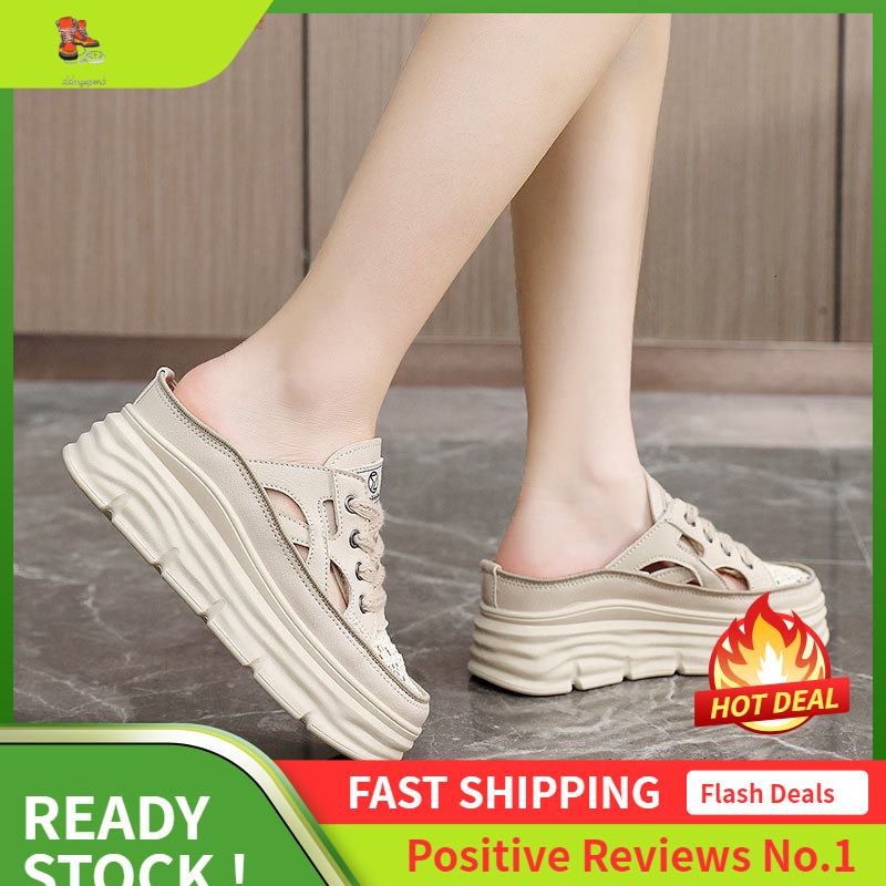 Ddmysports W New Alf Trawl Cloth Women S Spring And Summer Breathable Inner Eight Increase Casual Thick Soled Shoes Fashion Slippers OUTDOOR