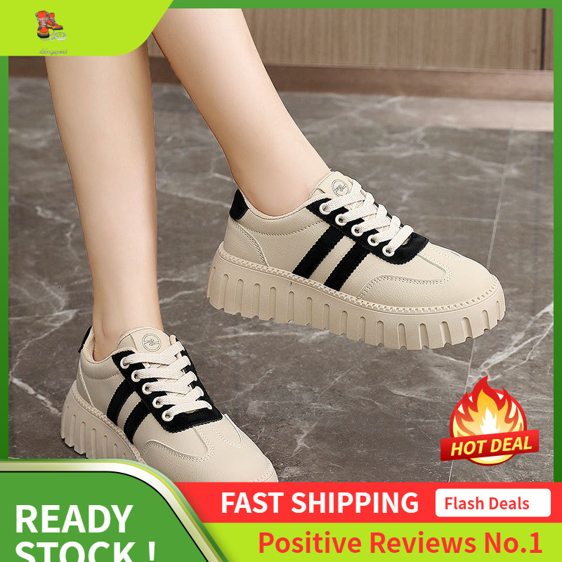 Ddmysports XQ New Women S Summer And Autumn Korean Version Thick Increase Dad Shoes High Sole Breathable Simple Wear Resistant Casual Single Shoe OUTD