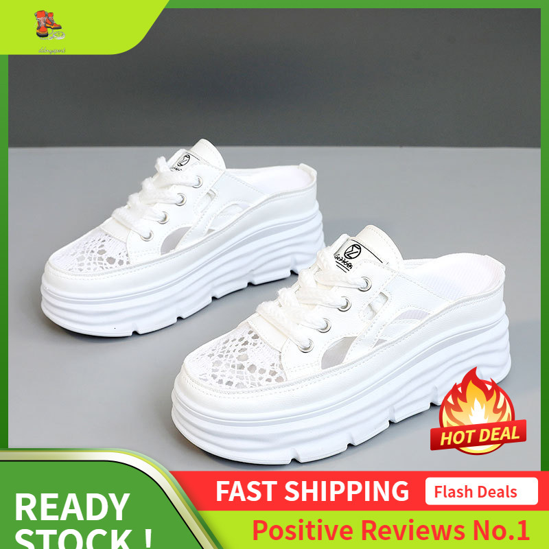 Ddmysports W New Alf Trawl Cloth Women S Spring And Summer Breathable Inner Eight Increase Casual Thick Soled Shoes Fashion Slippers OUTDOOR