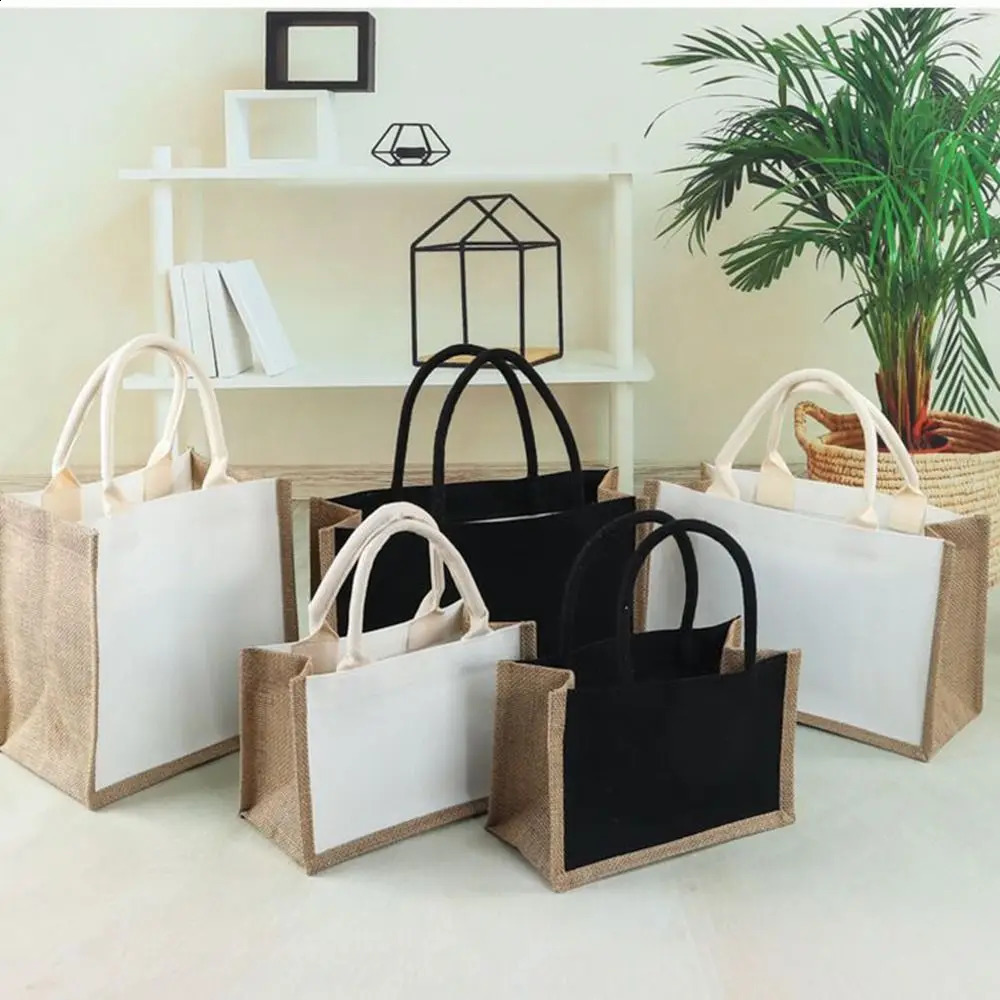 Black White Blank Sack Reusable DIY Hand Drawn Storage Bags Shopping Bag Large Capacity Travel Grocery Pouch 240828