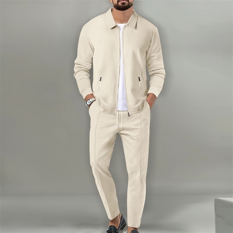 Mens Fashion Autumn And Winter sells two-piece golf mens standing collar sports zipper pocket sportswear 240827