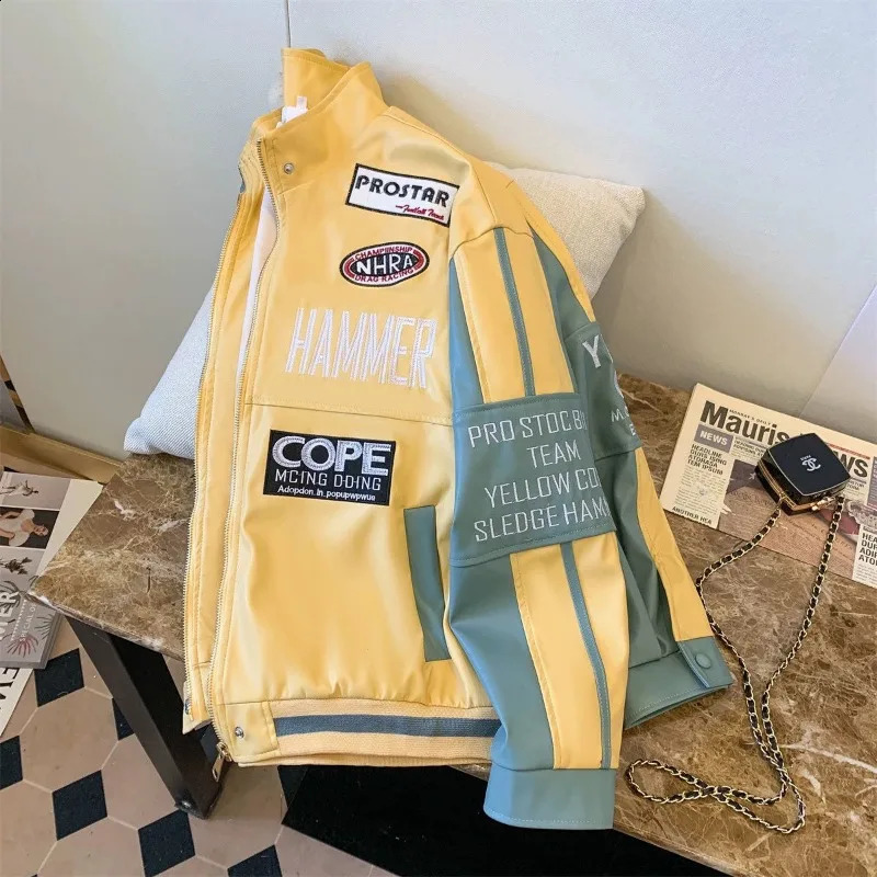 American Retro Hiphop Fried Arcade Car Racing Suit Jacket Y2K Fashion Gothic Punk Style Baseball Uniform Men And Women 240827