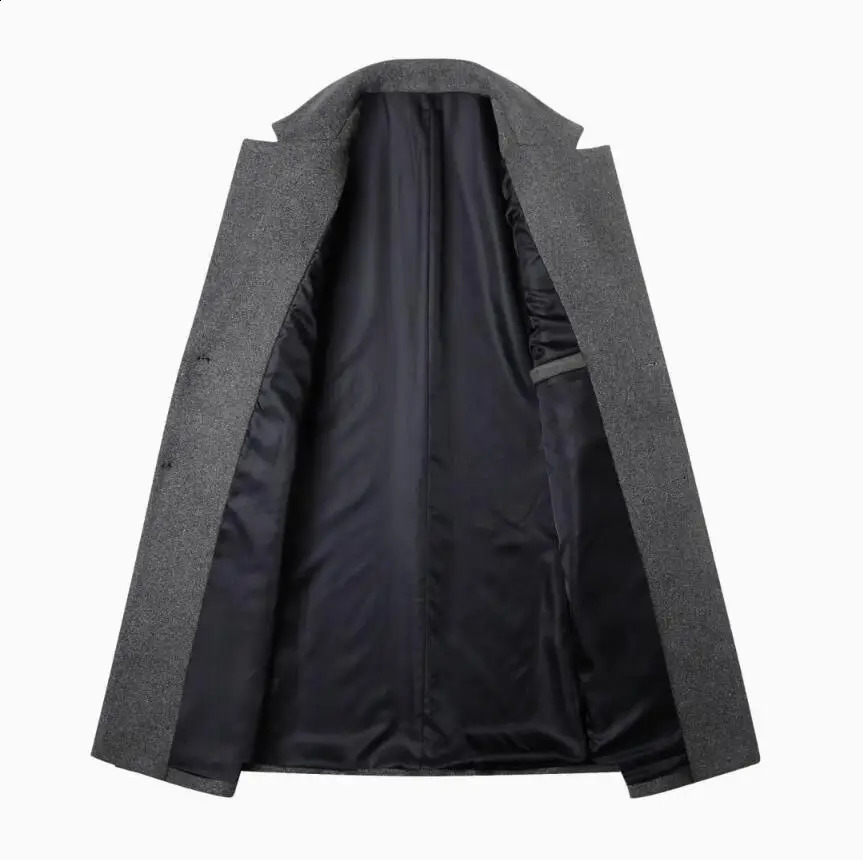 Mens cashmere long trench coat winter wool blend jacket highquality mens business casual 240827