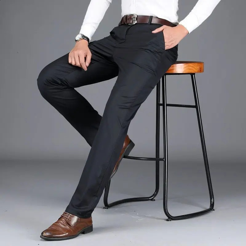 British style mens highquality casual dress pants design ultrathin Trouser formal office social wedding S10 240827