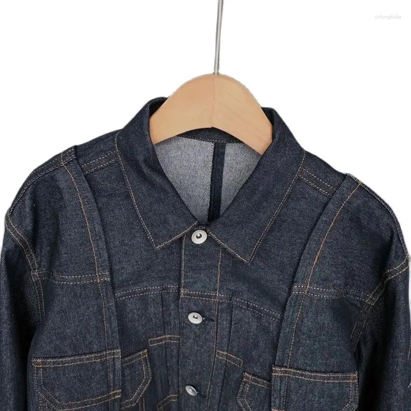 Womens Jackets 2024 High Quality Women Cotton Denim Patchwork Jacket Polo Collar Street Chic Stunning Fashion Design Trendy SC