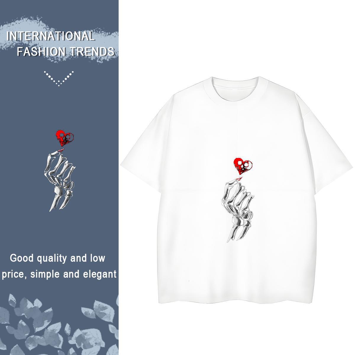 Casual New Woman T Shirts 100% Cotton 230g Breathable Short Sleeve Daily Wear skull Women Tshirts Loose fit Skull Tops Tees