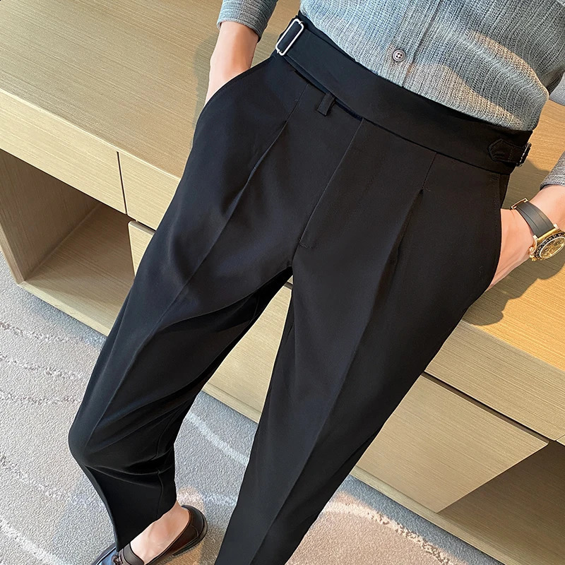 British style mens slim fit Korean Naples pants high-quality casual business suit pants official social wedding pants 240828