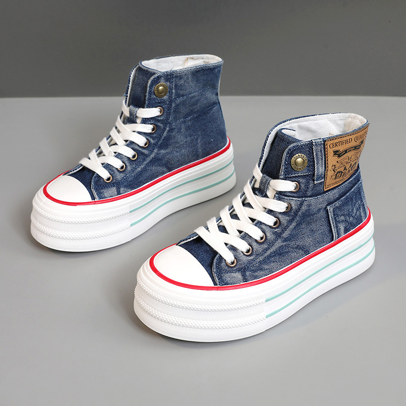 Ddmysports BR New Canvas For Women In Summer High Top Breathable Thick Sole Height Increasing Versatile Wear Resistant Classic Sports Shoes OUTDOOR